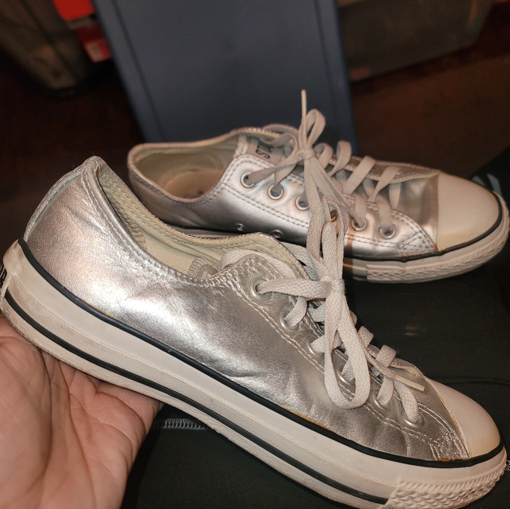 SALE - Converse All⭐️Stars - Women's Sneakers Silver Low-Top Sneakers Size 8